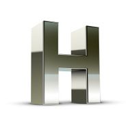 3d silver steel letter H