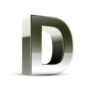 3d silver steel letter D N2