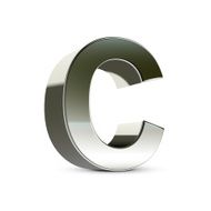 3d silver steel letter C