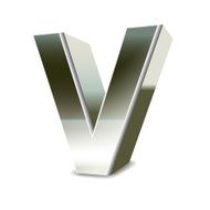 3d silver steel letter V N2