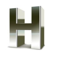 3d silver steel letter H N2