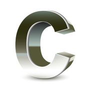 3d silver steel letter C N2