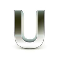 3d silver steel letter U N4