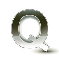 3d silver steel letter Q N5