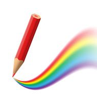 Background with red pencil painting rainbow Conceptual illustration