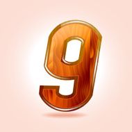 Figure nine wooden 9 Vector