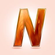 Alphabet wooden letter N Vector