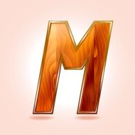 Alphabet wooden letter M Vector