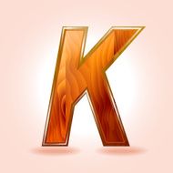 Alphabet wooden letter K Vector