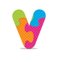 Vector letter V written with alphabet puzzle N2