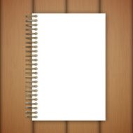 Open notebook page on wooden background - Vector illustration N3