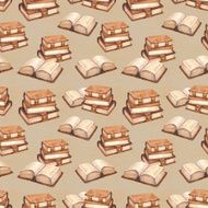 Watercolor vintage books illustration Seamless pattern