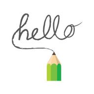 pencil writing the word hello