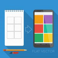 Flat elements notepad and smartphone