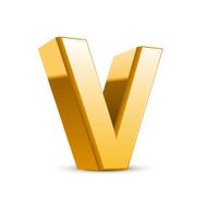 3d golden letter V N4