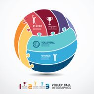 infographic Template with volleyball jigsaw banner