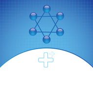 Molecule illustration blue background N9