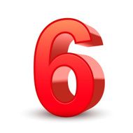 3d shiny red number 6 N6