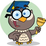 Owl Holding A Bell With Background