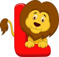 Alphabet L with lion cartoon