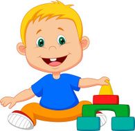 Cartoon Baby is playing with educational toys N2