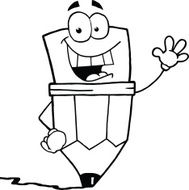 Black and White Pencil Waving A Greeting
