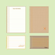 Retro lined papers on green background