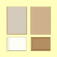 Vintage lined papers on yellow background