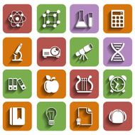 Flat School Icons Set With Shadow Vol 2