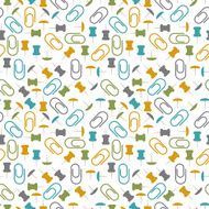 Seamless pattern with paper clips and thumbtacks