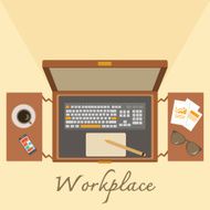 Computer in briefcase workplace