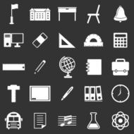 School icons on black background N2