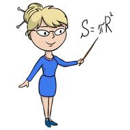 Cartoon woman teacher in glasses