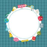 Back to school cute round frame background N2