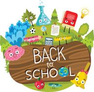 back to school illustration with cute characters N2