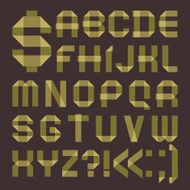 Font from greenish scotch tape - Roman alphabet