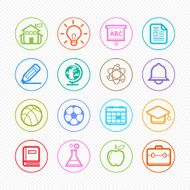 Education symbol line color icons set # Vector illustration