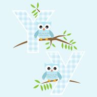 Alphabet for baby boy with owl vector letters Y N2