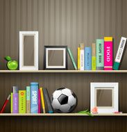 Row of colorful books on shelf