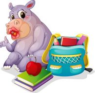 buffalo with school bag
