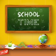 Green chalkboard School Time N2