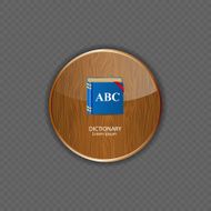 Dictionary wood application icons vector illustration