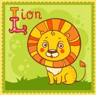 Illustrated alphabet letter L and lion N2