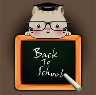 Funny cat around a blackboard N2