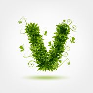 Green eco letter V for your design