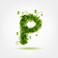 Green eco letter P for your design