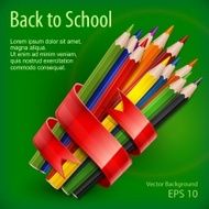 Pencils tied with ribbon on green &amp; text