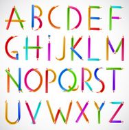Colorful alphabet of pencils Vector