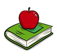 red apple and a book