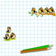 drawed birds in the exercise book